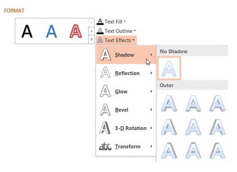 how to apply text shadow on powerpoint