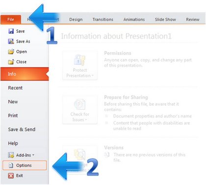 File options menu toolbar