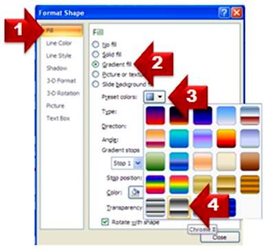 Preset Gradient Fill option for Chain Shape