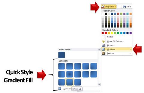 Quick style gradients menu